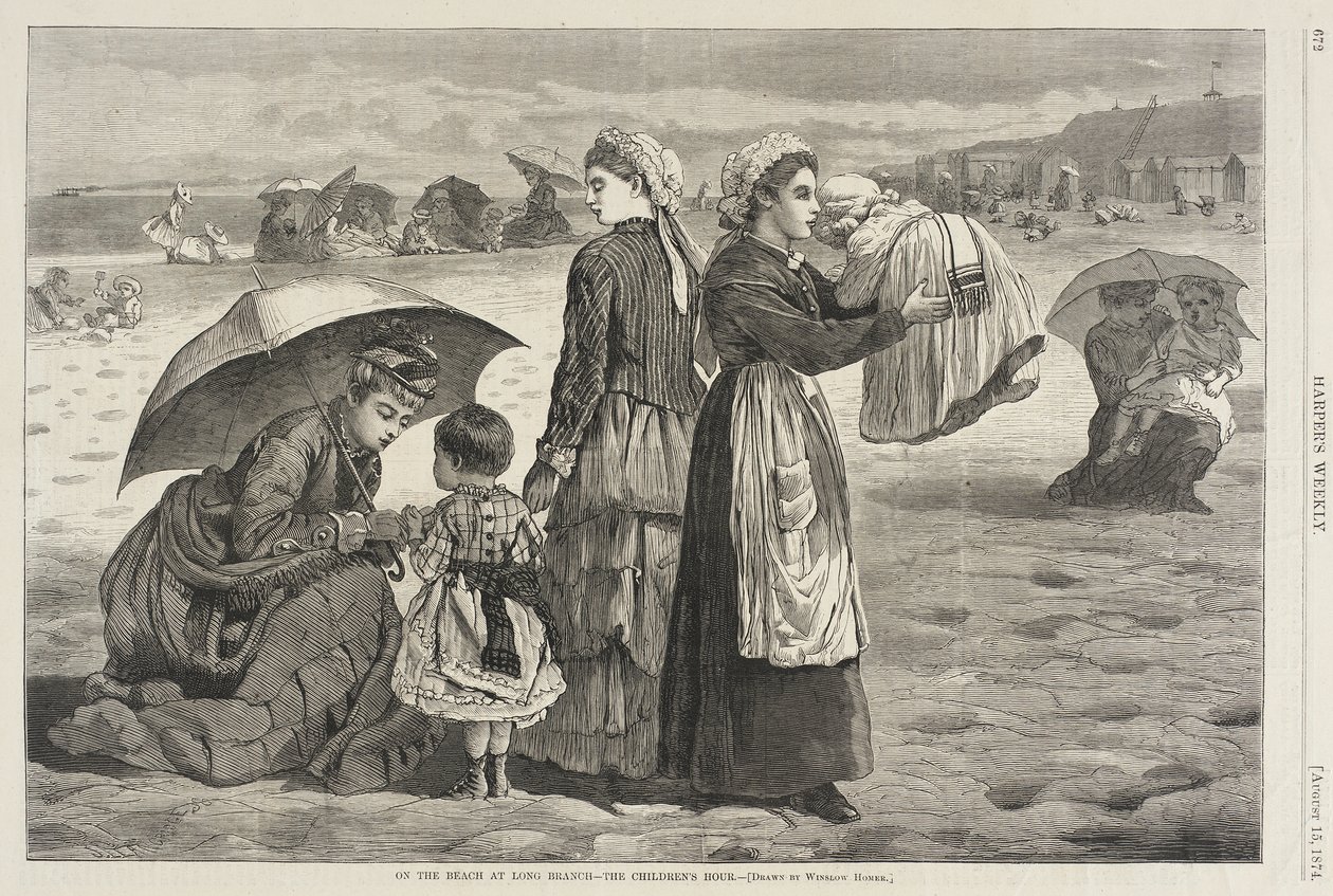 På stranden ved Long Branch – »The Children’s Hour« af Winslow Homer