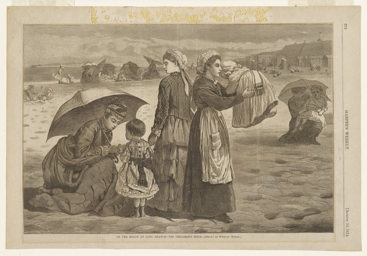 På stranden ved Long Branch - Børnenes time af Winslow Homer