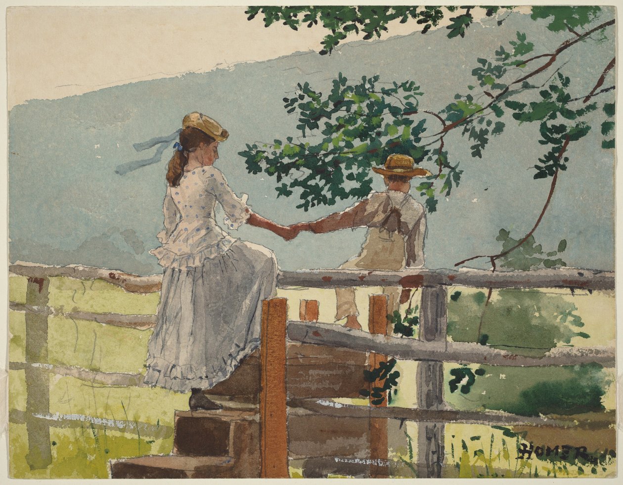 På trinnet over hegnet af Winslow Homer