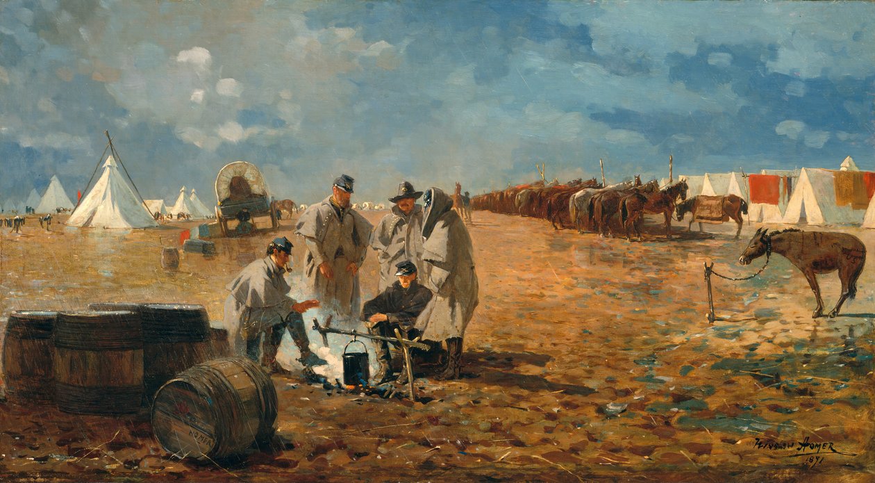 Regnvejrsdag i lejren, 1871. af Winslow Homer