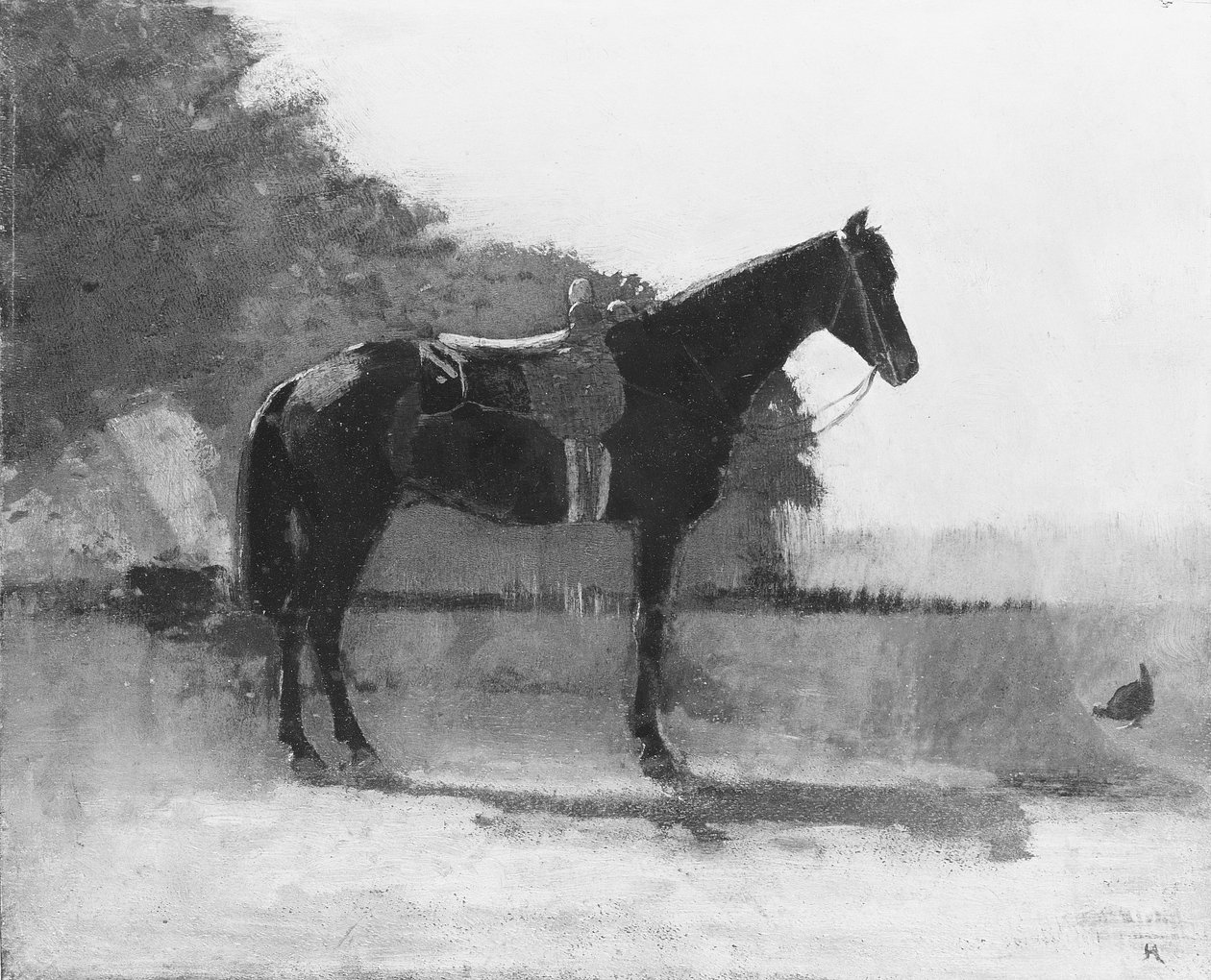 Ridehest på gårdspladsen af Winslow Homer