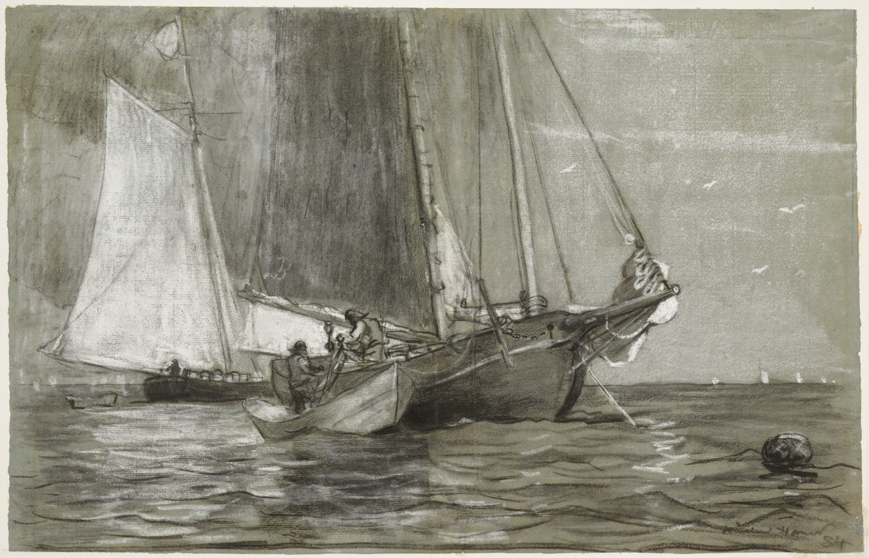 Skonnert for anker af Winslow Homer