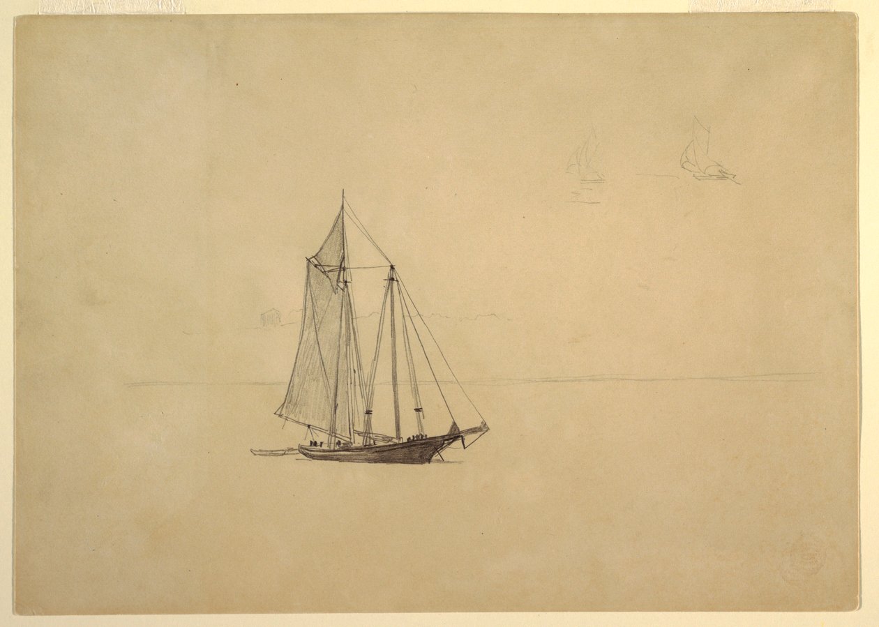 Schooner med Jolle af Winslow Homer