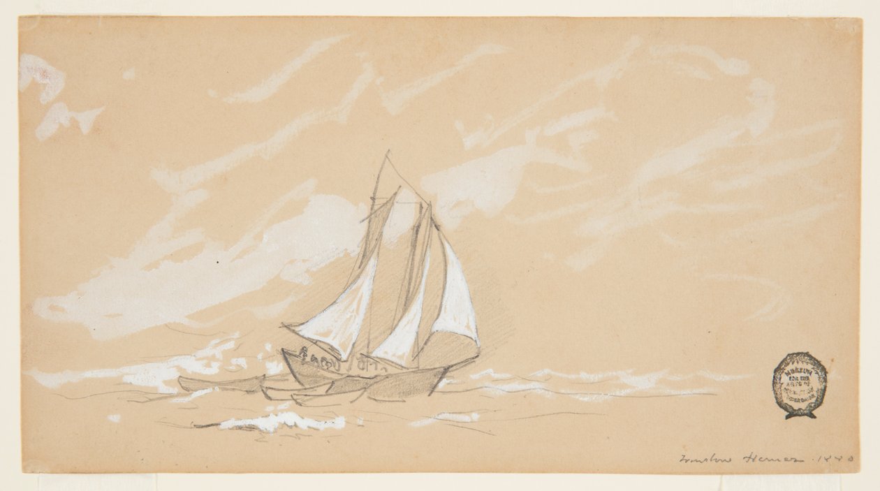 Skonnert med tre dories af Winslow Homer