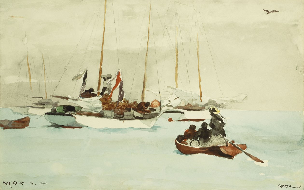 Skonnerte ved Anchor, Key West, 1903 af Winslow Homer