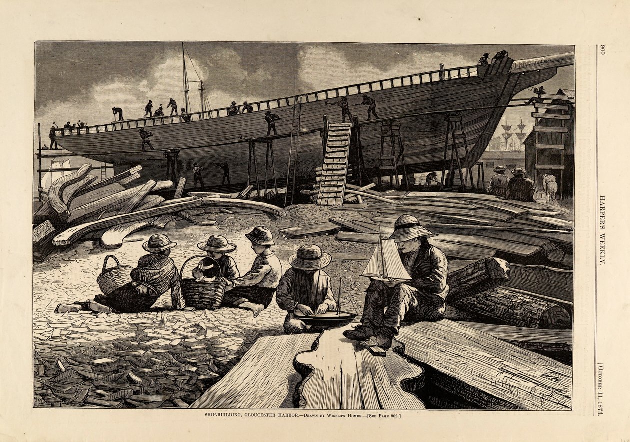 Skibsbygning, Gloucester Harbor, fra Harper