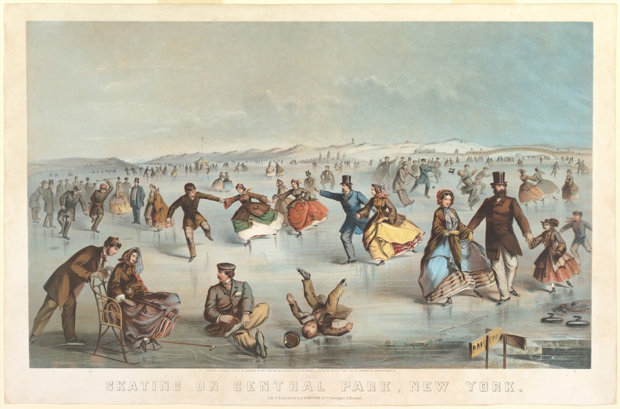 Skøjteløb i Central Park, New York af Winslow Homer