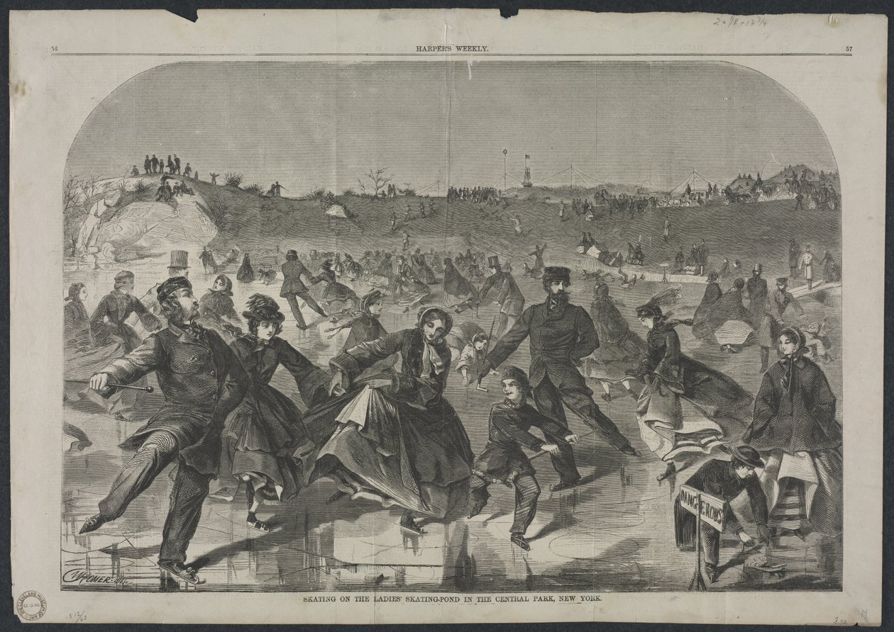 Skøjteløb på Ladies Skating Pond i Central Park, New York, 1860. af Winslow Homer