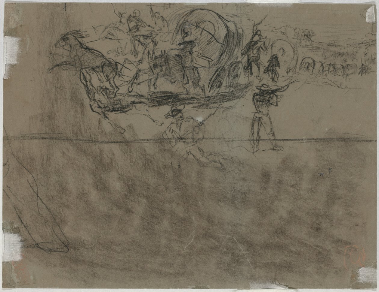 Træfning, der involverer et vogntog [verso], 1864. af Winslow Homer