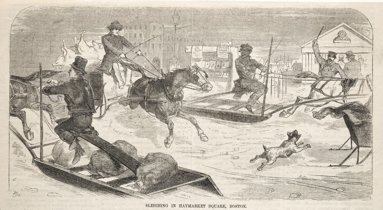 Kælkning på Haymarket Square i Boston af Winslow Homer