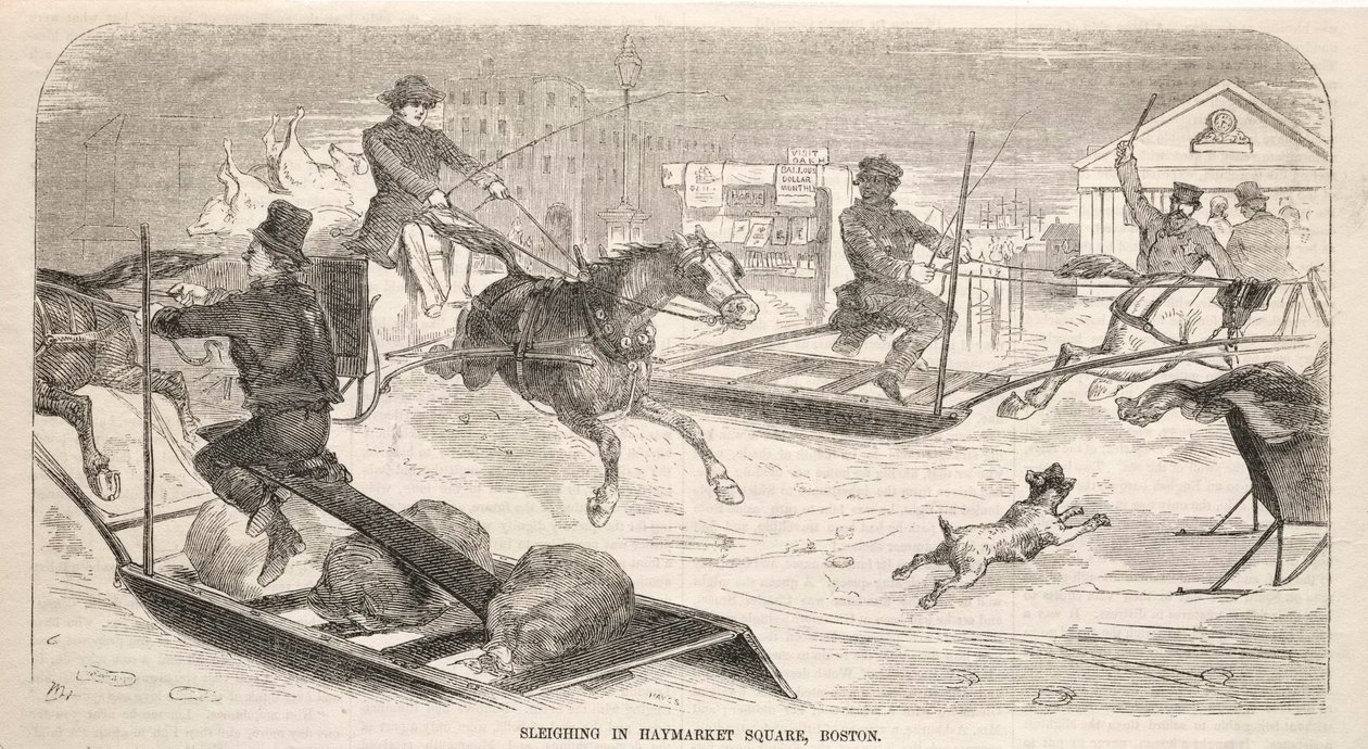 Kanekørsel på Haymarket Square, Boston, 1859. af Winslow Homer