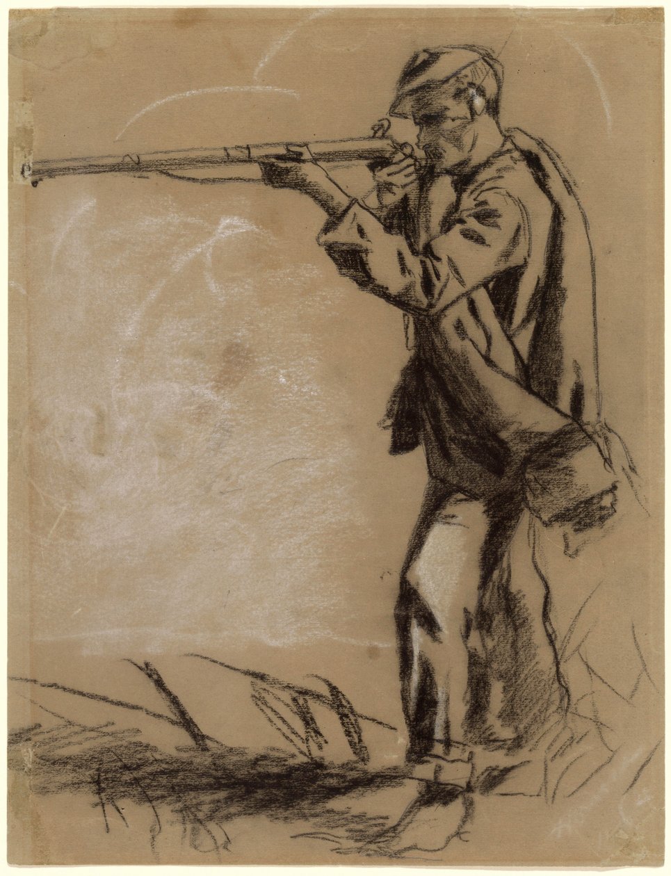 Soldat, der sigter [recto] af Winslow Homer