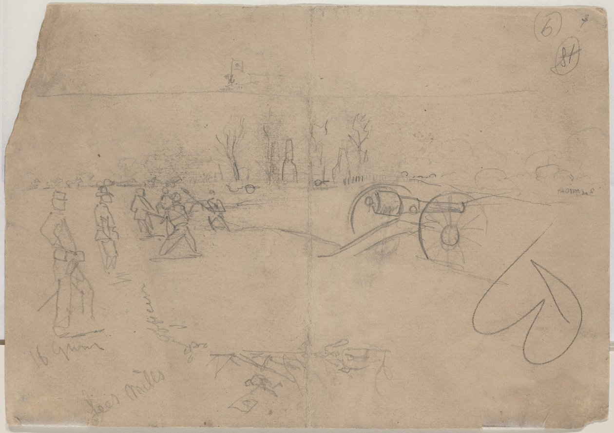 Soldater og kanoner [verso], 1862. af Winslow Homer