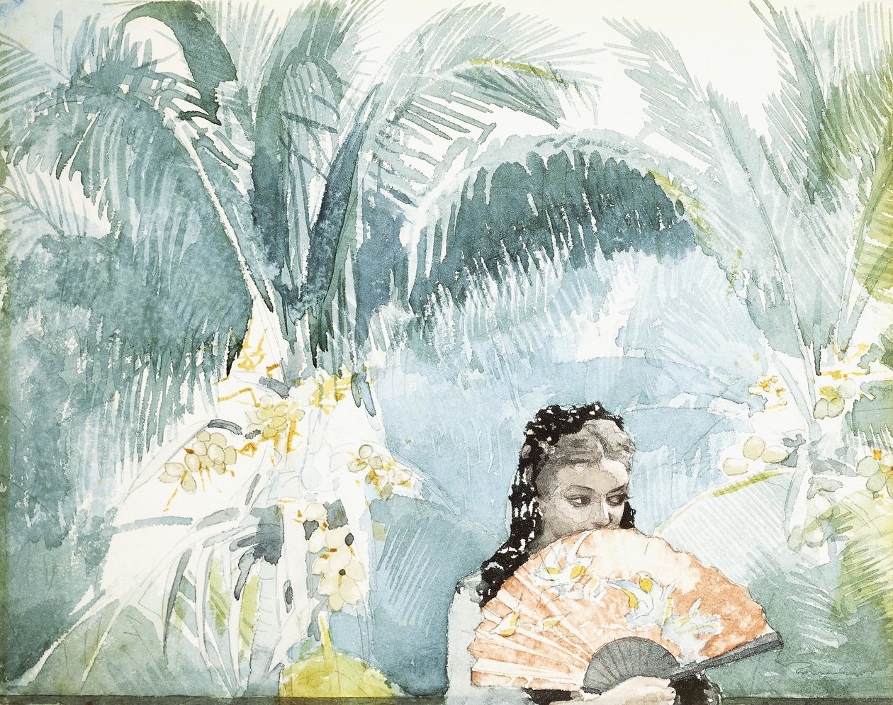 Spansk pige med vifte, 1885 af Winslow Homer