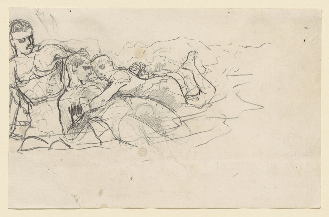 Stående mand, der ser mod to druknende figurer (studie til Understrøm) af Winslow Homer