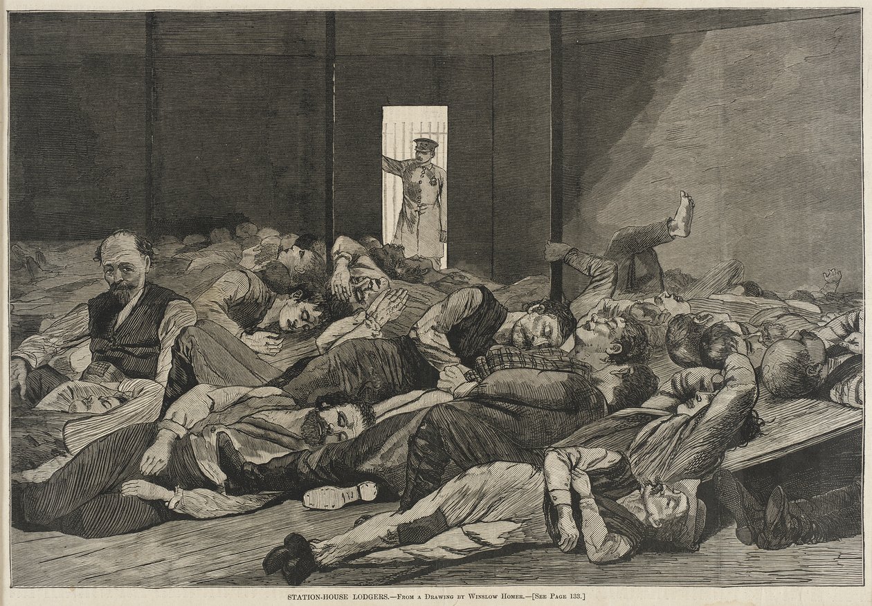 Logerende i stationshuset af Winslow Homer