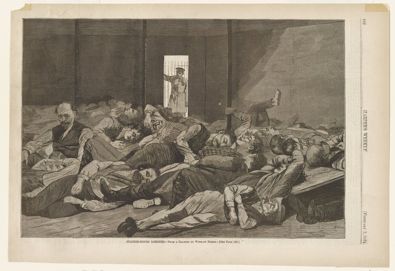 Logerende i stationshuset af Winslow Homer
