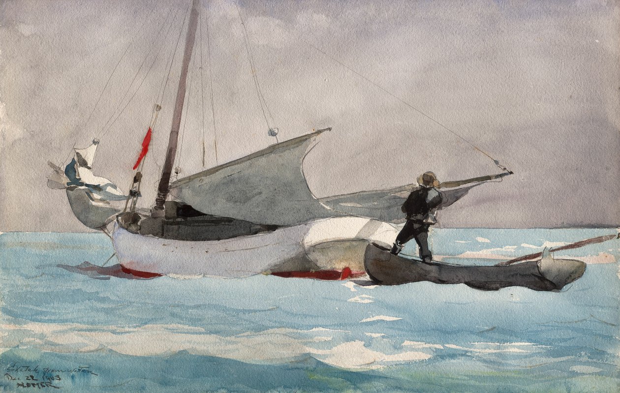 Stuvning af sejl af Winslow Homer