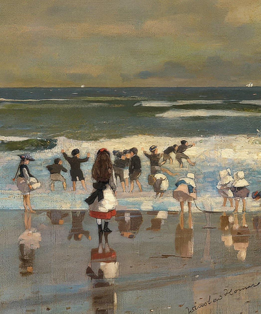 Strandscene. Omkring 1869 af Winslow Homer
