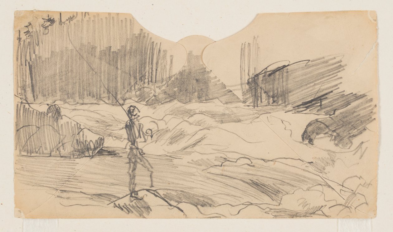 Undersøgelse for "Ouananiche Fishing," Lake St. John af Winslow Homer