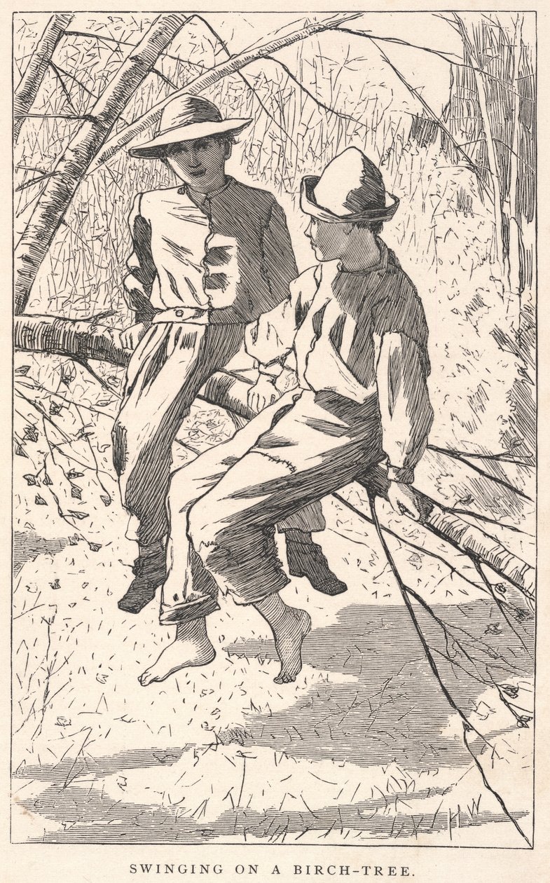Swinging on a Birch-Tree, fra Our Young Folks, juni 1867 af Winslow Homer