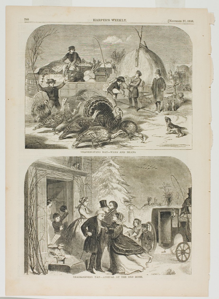 Thanksgiving Day-Ways and Means og Thanksgiving Day-Arrival at the Old Home af Winslow Homer