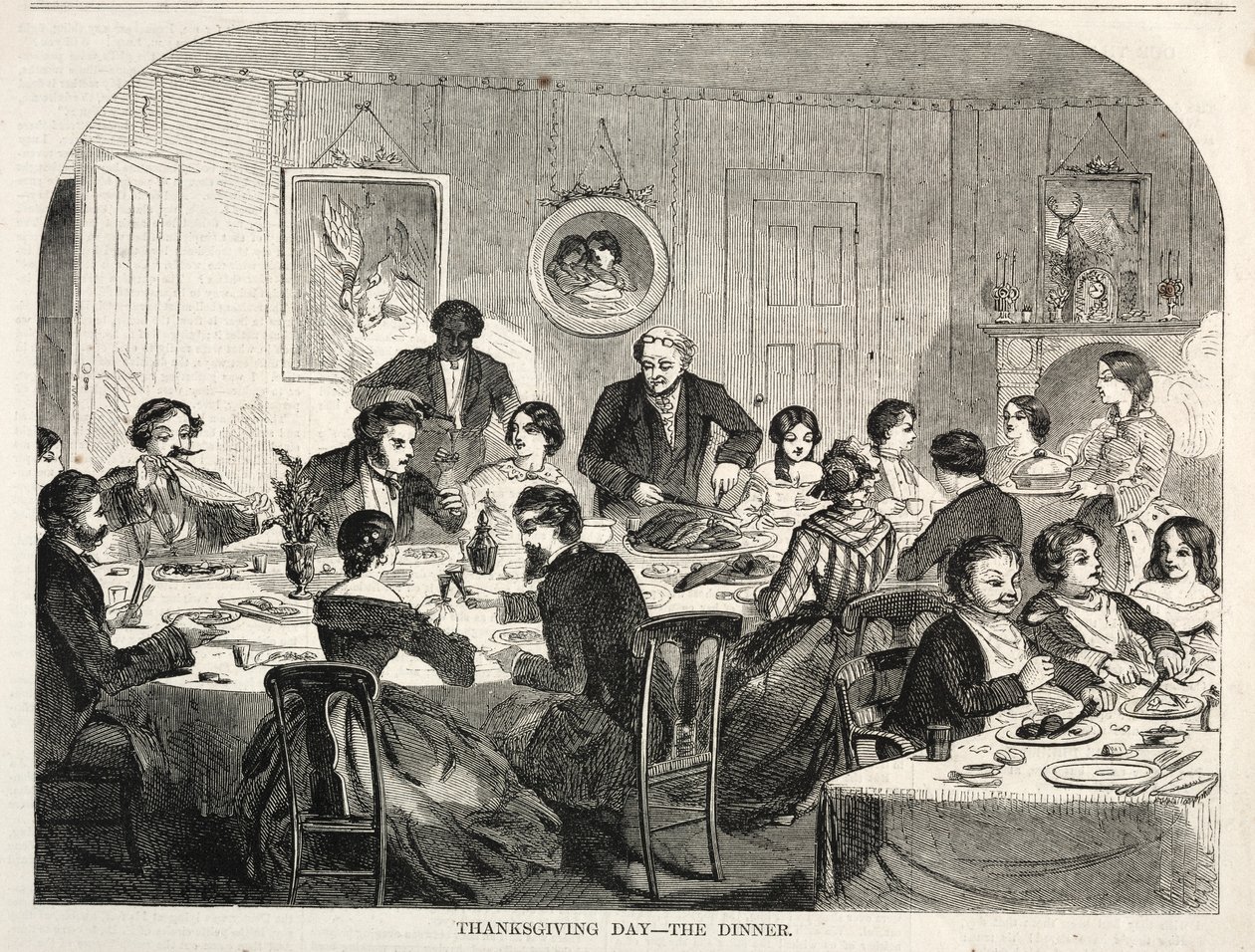 Thanksgiving Day - Middagen, 1858. af Winslow Homer