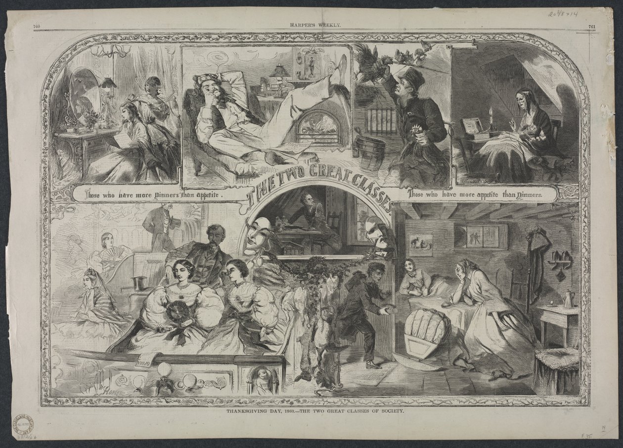Thanksgiving Day, 1860 - Samfundets to store klasser, 1860. af Winslow Homer