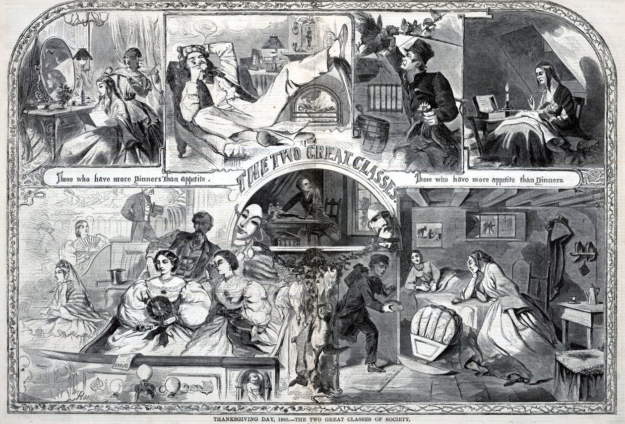 Thanksgiving Day, 1860, The Two Great Classes of Society, fra Harper