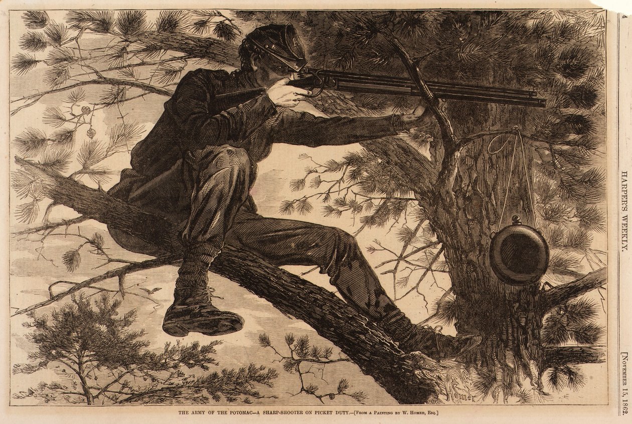 Potomac-hæren - en skarpskytte på vagt af Winslow Homer