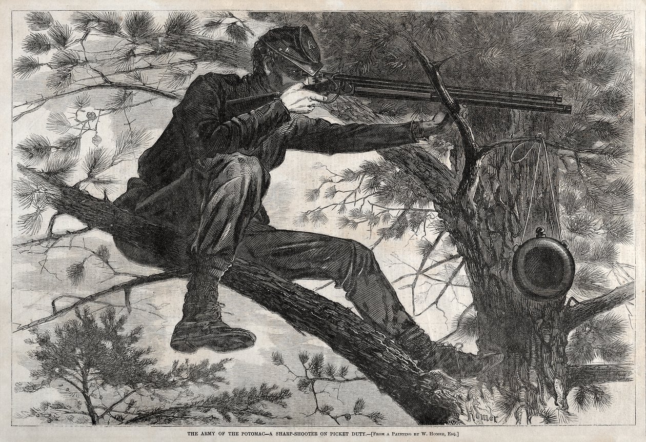 Potomac-hæren – En skarpskytte på vagt af Winslow Homer