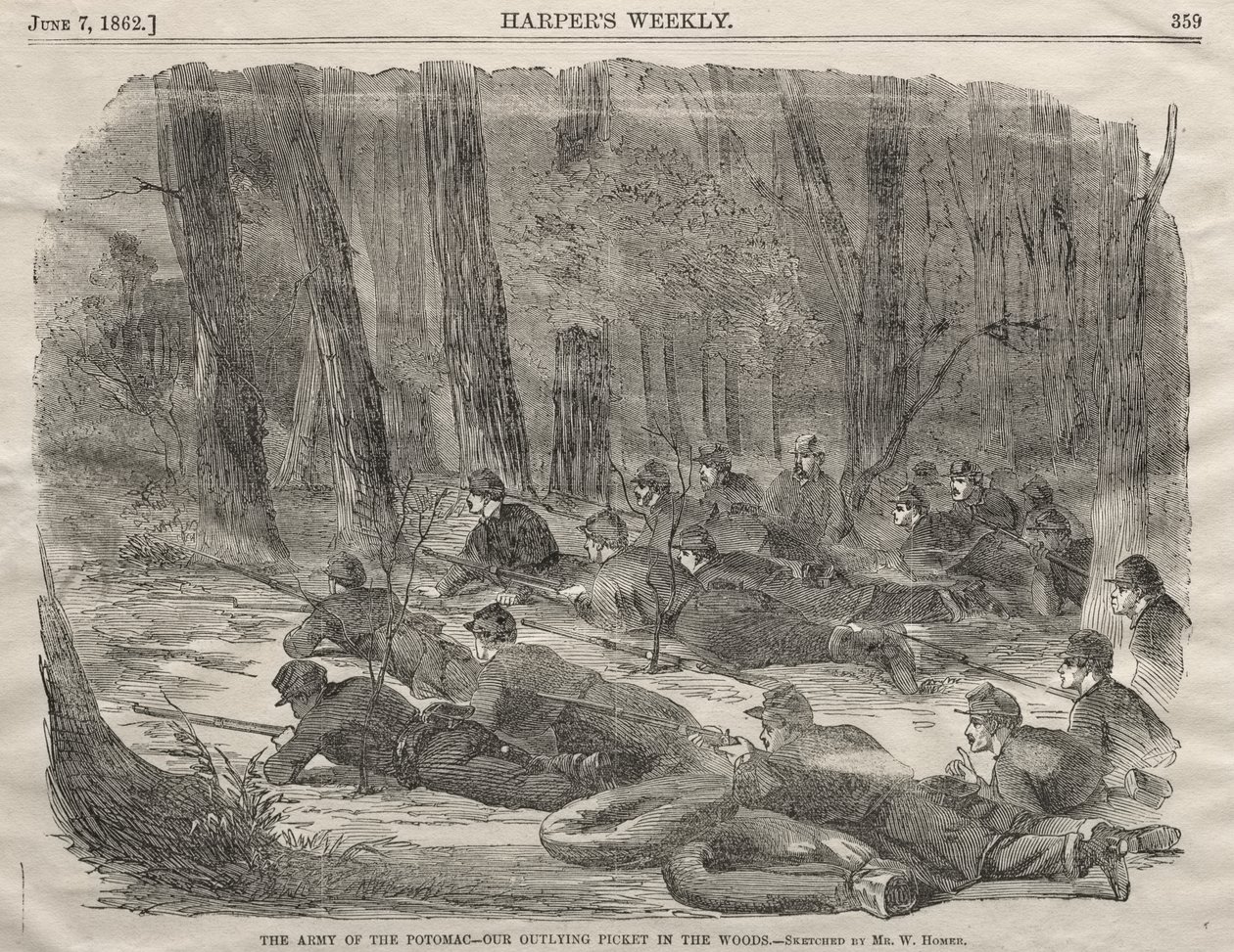 Potomac-hæren - Vores fremskudte vagtpost i skoven af Winslow Homer