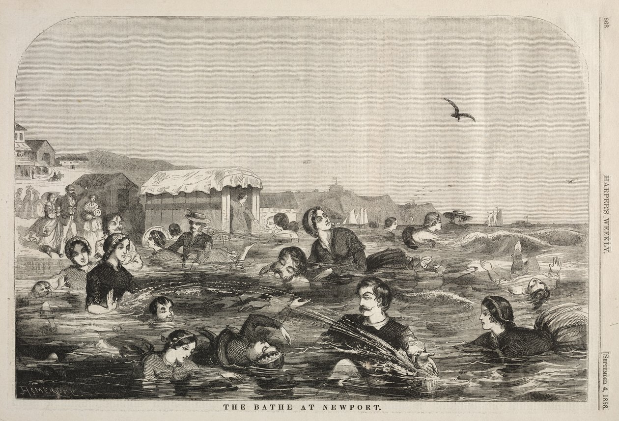 The Baths at Newport, 1858. af Winslow Homer