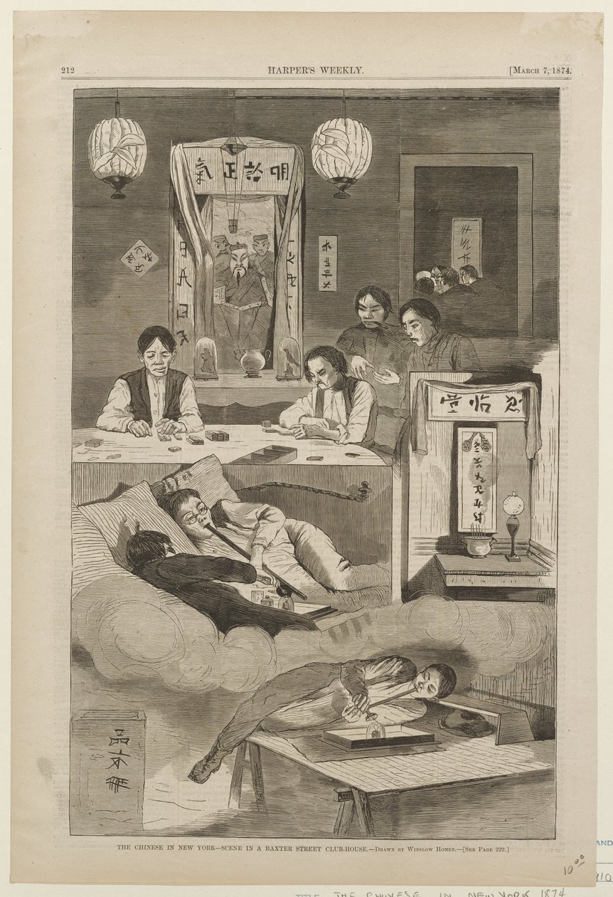 Kineserne i New York – En scene i et klubhus på Baxter Street af Winslow Homer