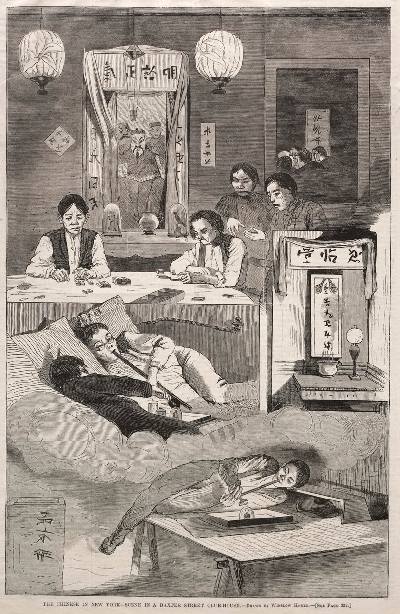Kineserne i New York - Scene i et Baxter Street Club-House, 1874. af Winslow Homer