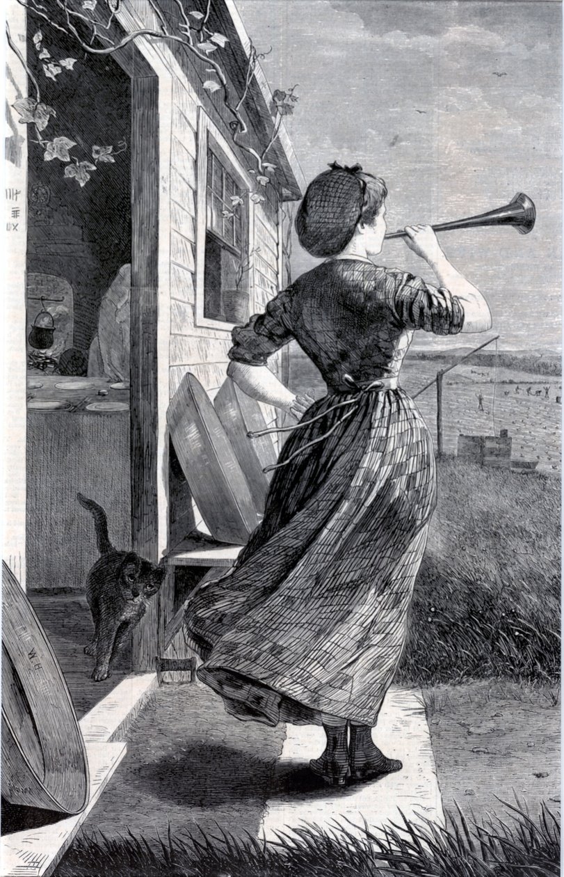 »The Dinner Horn«, fra Harper’s Weekly, 11. juni 1870 af Winslow Homer