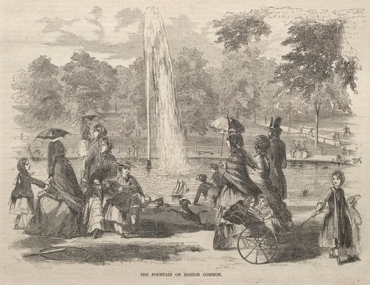 Springvandet ved Boston Common af Winslow Homer