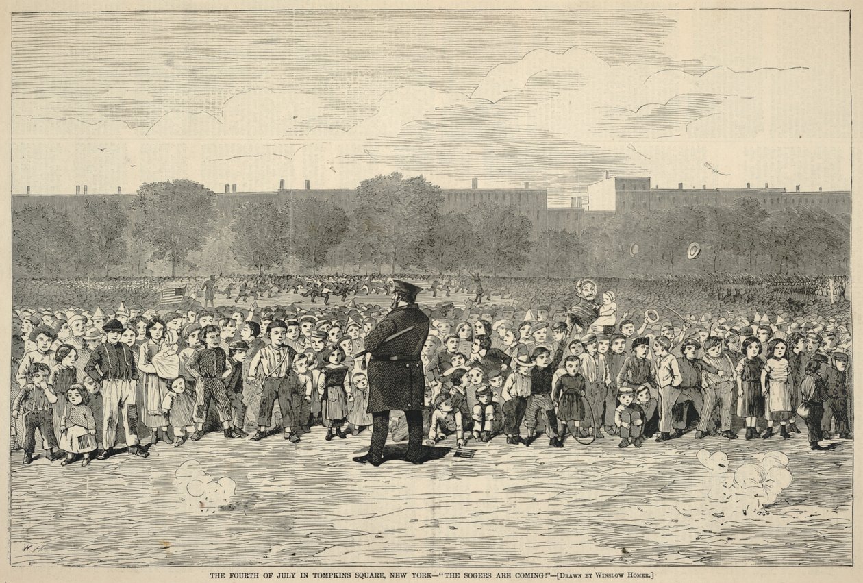 Den 4. juli på Tompkins Square i New York - "The Sogers Are Coming!", fra Harper