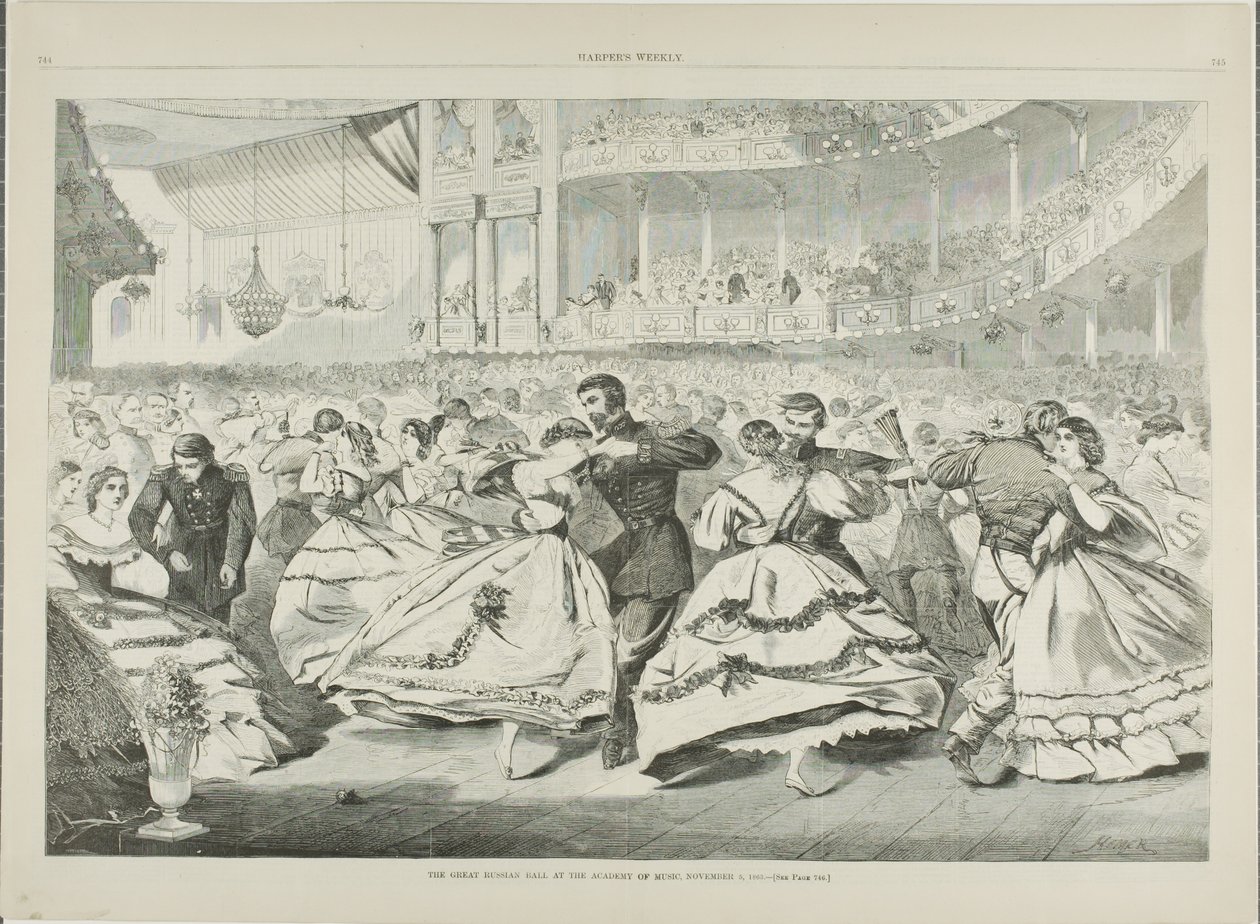 Det store russiske bal på musikakademiet, 5. november 1863 af Winslow Homer