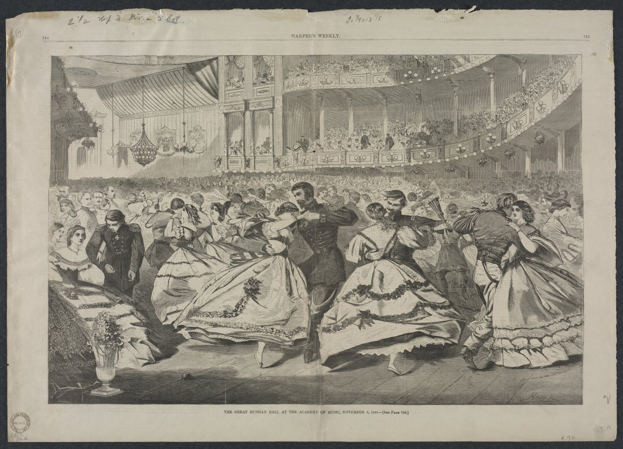 Det store russiske bal på Musikakademiet, 5. november 1863, 1863. af Winslow Homer