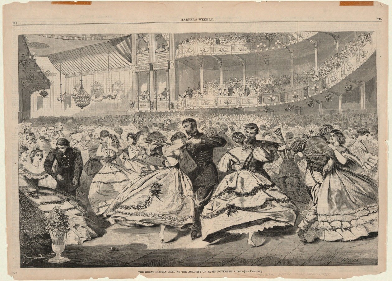 Det store russiske bal på Academy of Music, 5. november 1863, fra Harper