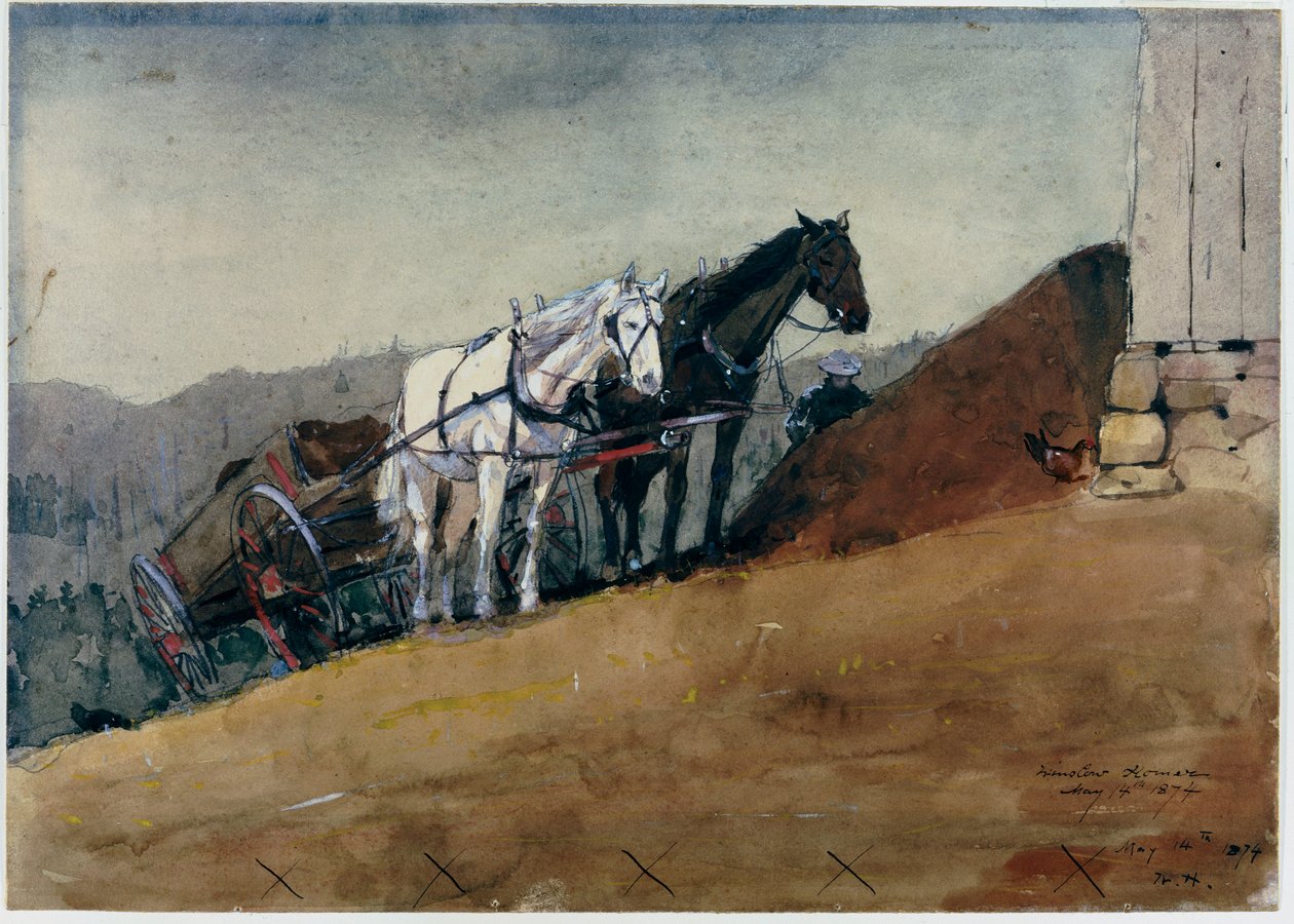 The Hilltop Barn - Houghton Farm, 1874 af Winslow Homer