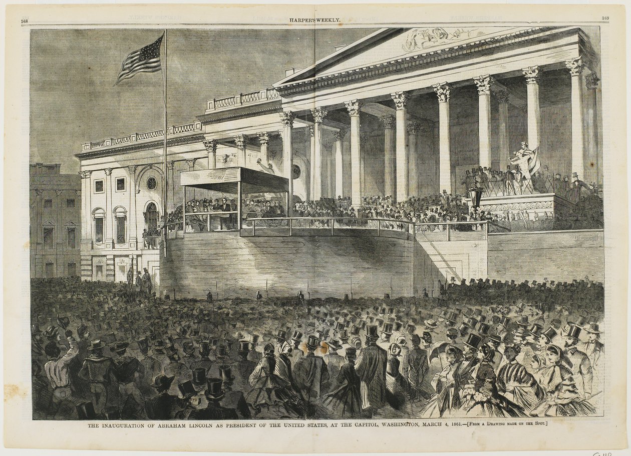 Abraham Lincolns indsættelse som præsident for De Forenede Stater i Capitol, Washington, den 4. marts 1861 af Winslow Homer