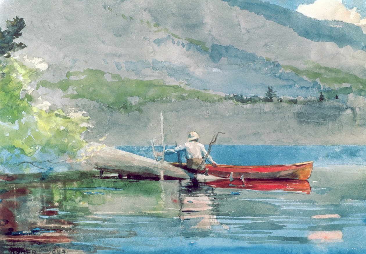 Den røde kano, 1884 af Winslow Homer