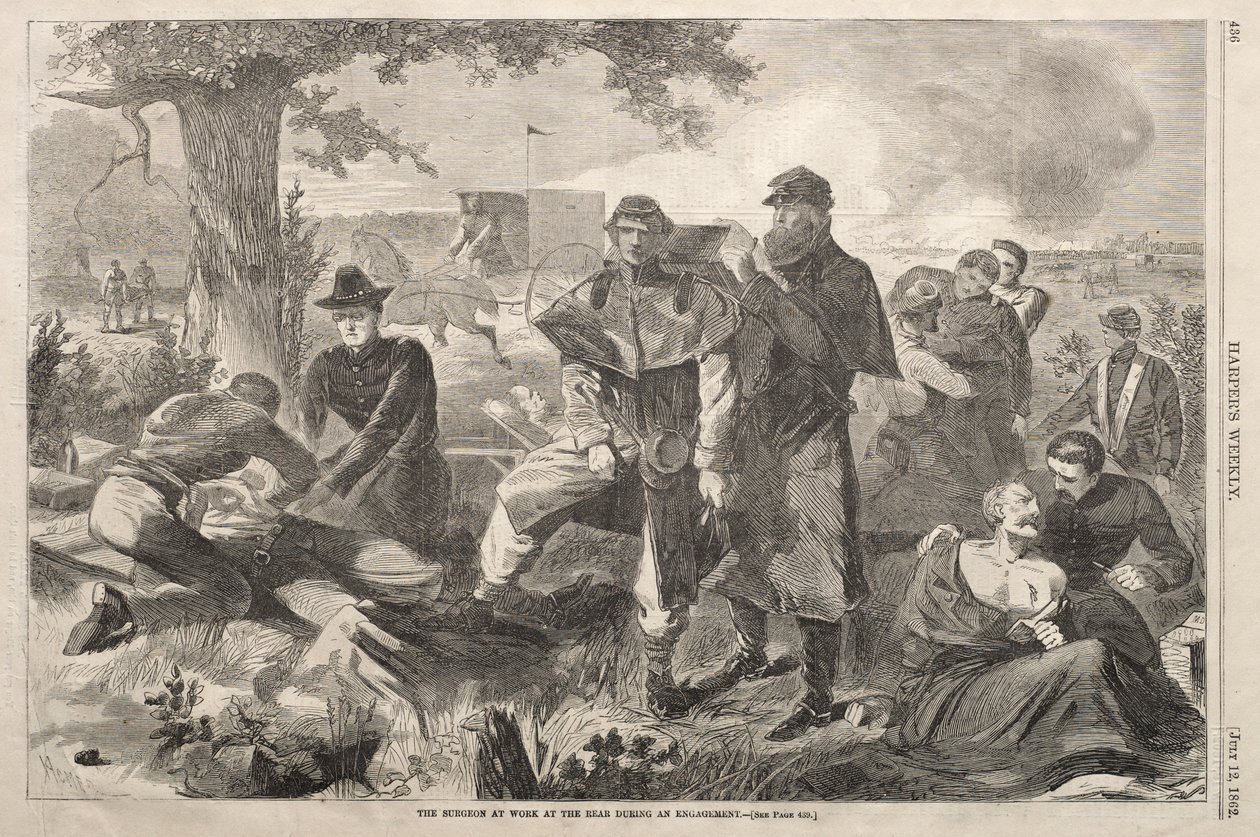 Kirurgen på arbejde bagtil under en forlovelse, 1862. af Winslow Homer