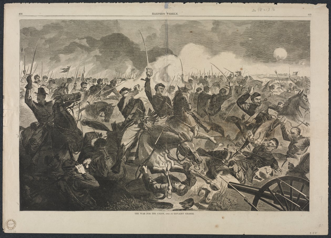 The War for the Union, 1862 - A Cavalry Charge, 1862. af Winslow Homer