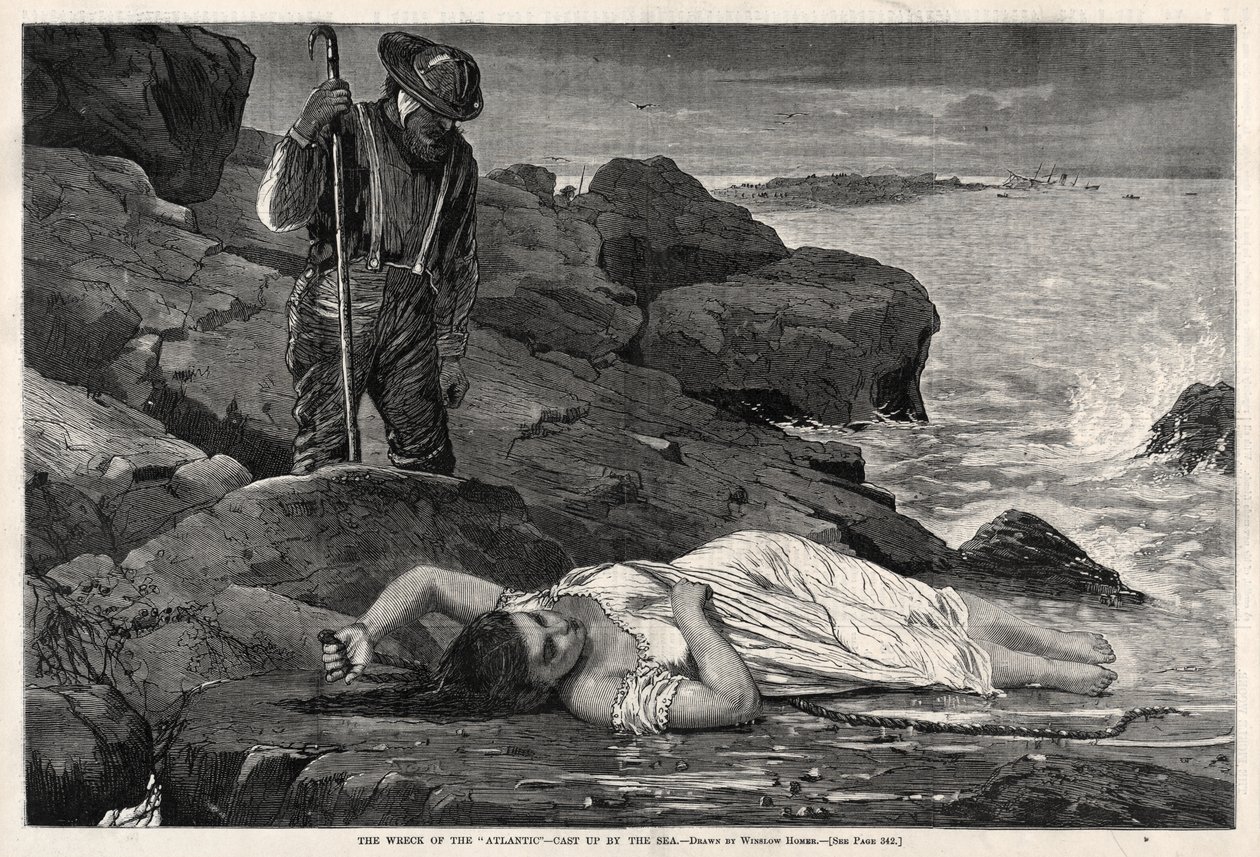 Skibsvraget »Atlantic« – skyllet op på stranden af Winslow Homer