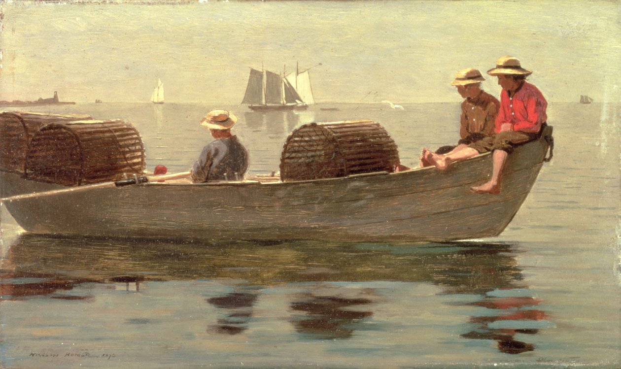 Three Boys in a Dory, 1873 af Winslow Homer
