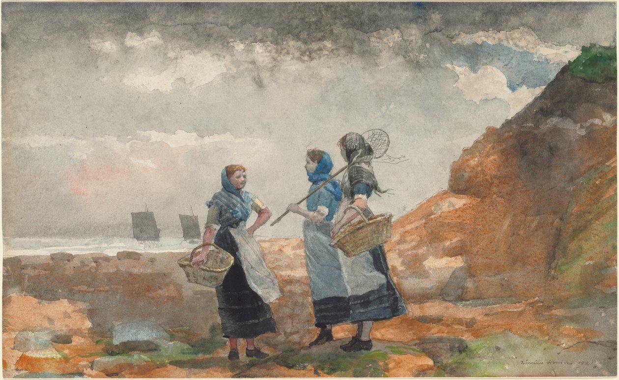 Tre fiskerpiger, Tynemouth af Winslow Homer