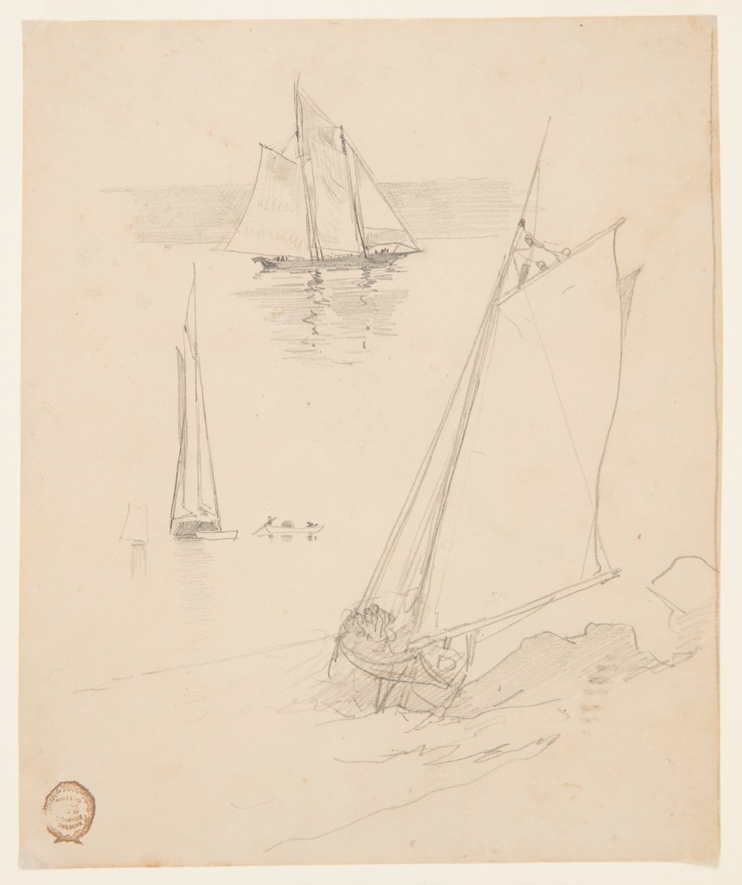 Tre Skitser af Skonnerte af Winslow Homer